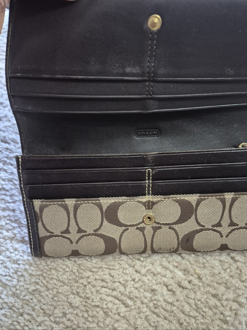 Coach Tan and Brown Signature Canvas Tote with Matching Wallet. GOOD CONDITION - Picture 15 of 17